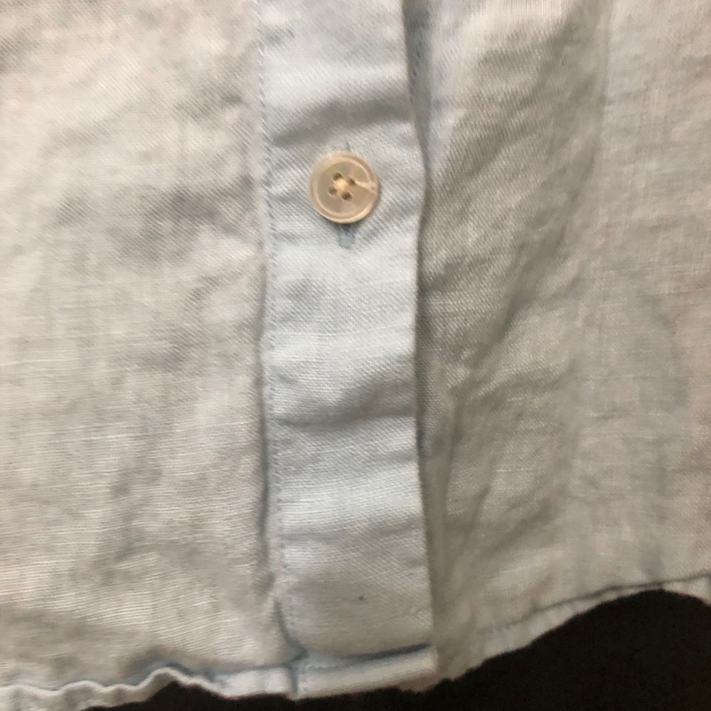 ⚡️5/$15⚡️Talbots | Lt. Blue Linen Blouse - Picture 7 of 8
